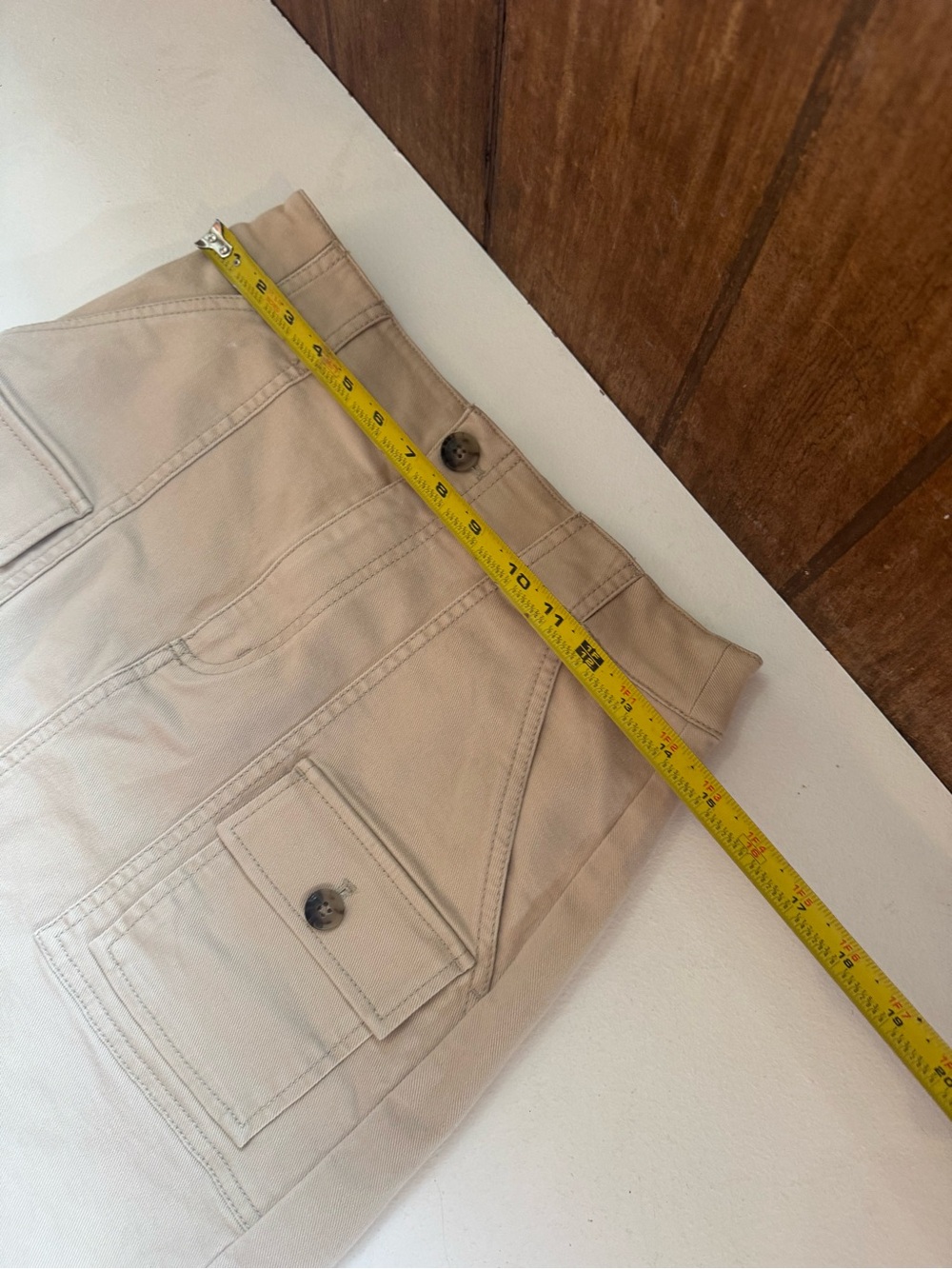 Loft cream denim Cargo Utility Pocket Mini Skirt- size 2 Petite - Picture 7 of 9